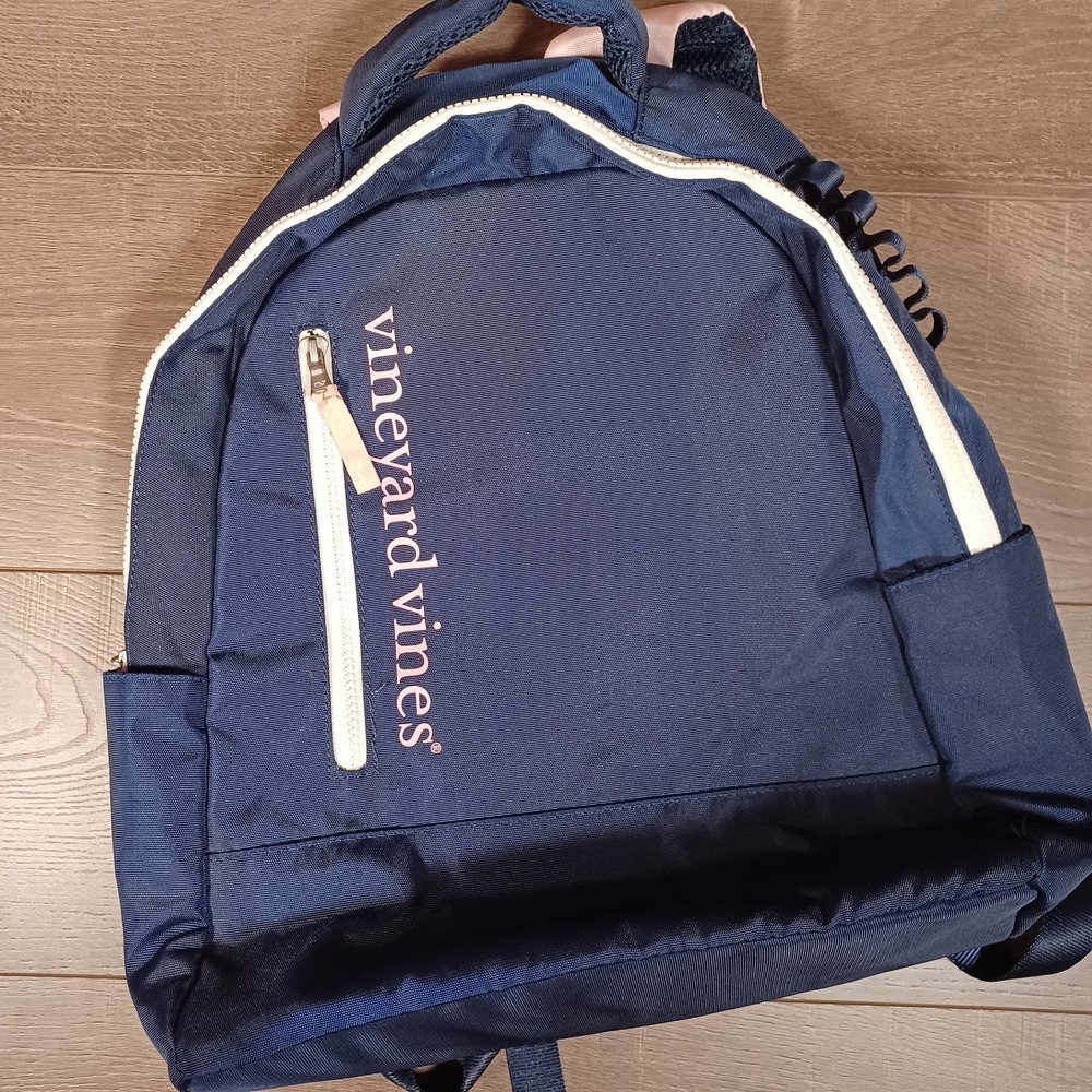 Vineyard Vines Navy Blue Crossbody Backpack with White and Pink Accents